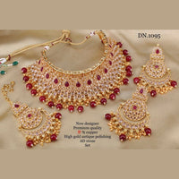 FS Collection Copper Gold Plated AD Stone Choker Necklace Set
