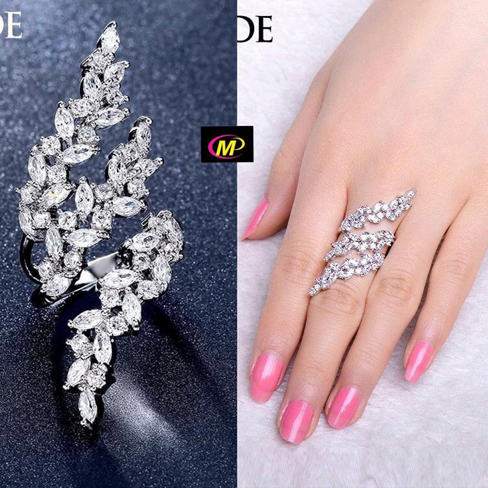 FS Collection Silver Plated AD Stone Adjustable Ring