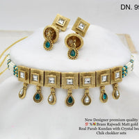 FS Collection Gold Plated Kundan Stone Choker Necklace Set