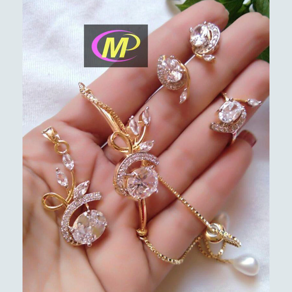 FS Collection Gold Plated Crystal Stone Jewellery Combo