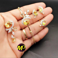 FS Collection Gold Plated Crystal Stone Jewellery Combo