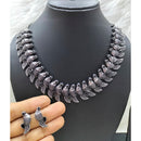 FS Collection Silver Plated Pota Stone Pigeon Design Choker Necklace Set