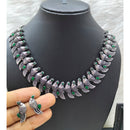 FS Collection Silver Plated Pota Stone Pigeon Design Choker Necklace Set