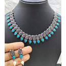 FS Collection Silver Plated Pota Stone Choker Necklace Set
