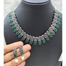 FS Collection Silver Plated Pota Stone Choker Necklace Set