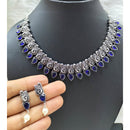 FS Collection Silver Plated Pota Stone Choker Necklace Set