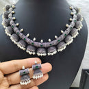 FS Collection Silver Plated Pota Stone & Beads Choker Necklace Set