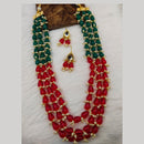 FS Collection Gold Plated 3 Line Beads Necklace Set