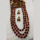 FS Collection Gold Plated 3 Line Beads Necklace Set