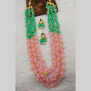 FS Collection Gold Plated 3 Line Beads Necklace Set