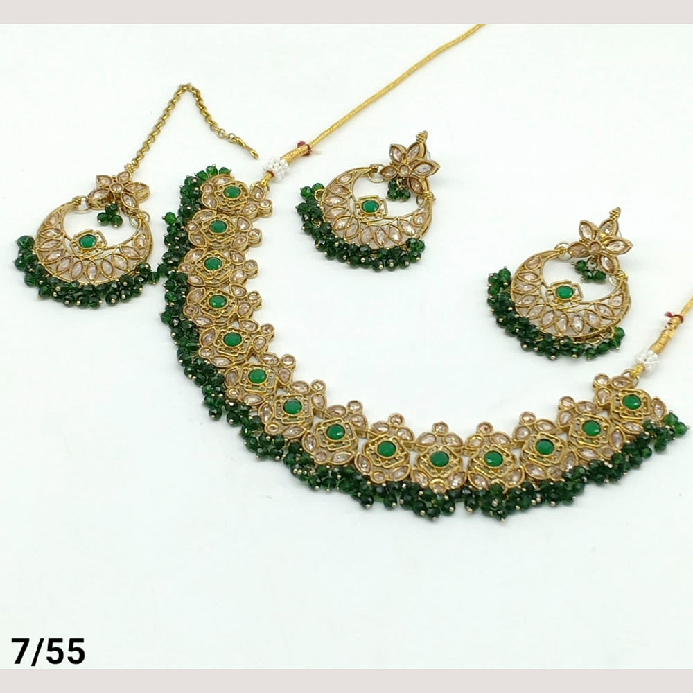 FS Collection Gold Plated Kundan Stone Choker Necklace Set