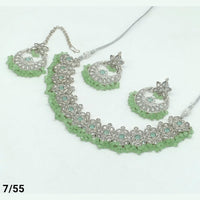 FS Collection Silver Plated Kundan Stone Choker Necklace Set