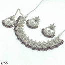 FS Collection Silver Plated Kundan Stone Choker Necklace Set