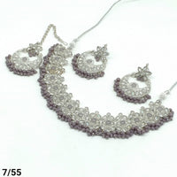 FS Collection Silver Plated Kundan Stone Choker Necklace Set