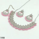 FS Collection Silver Plated Kundan Stone Choker Necklace Set