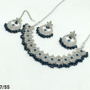 FS Collection Silver Plated Kundan Stone Choker Necklace Set