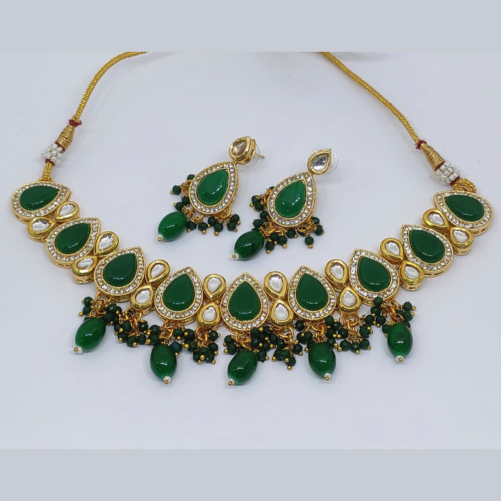 FS Collection Silver Plated Kundan Stone Choker Necklace Set