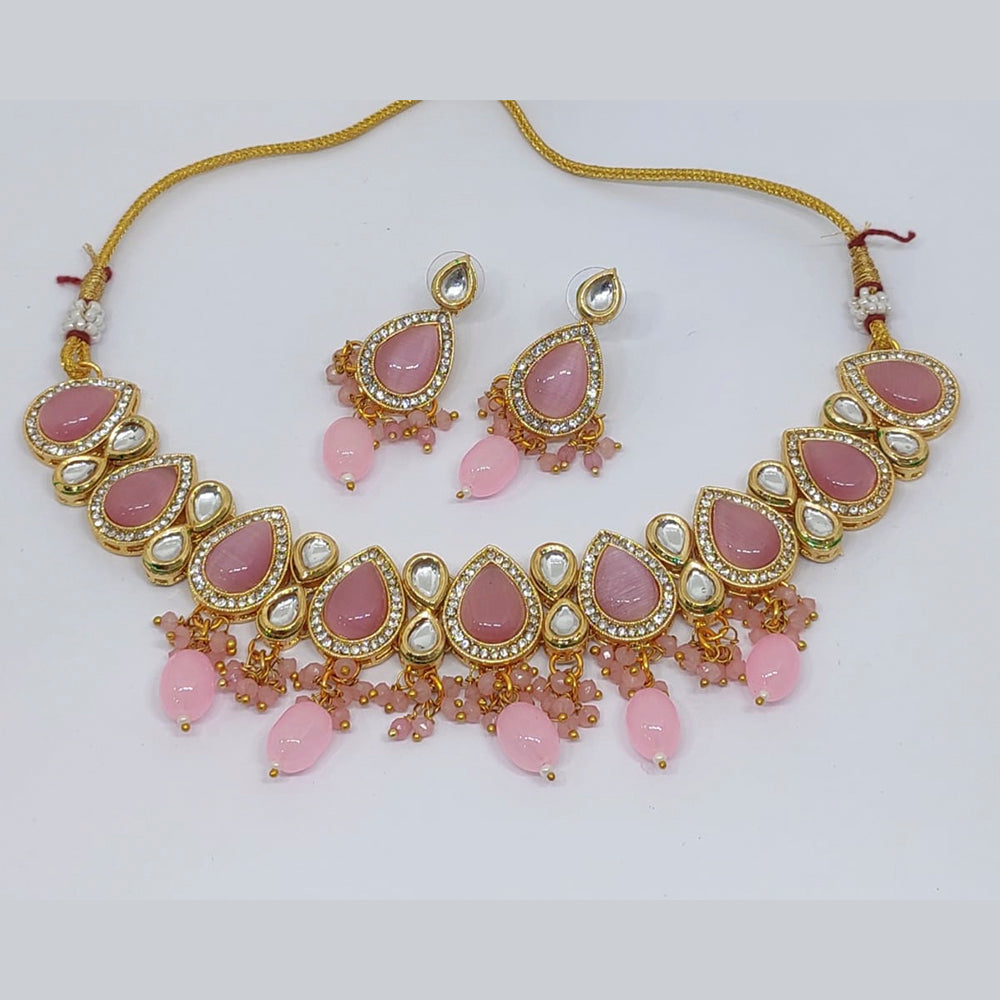 FS Collection Silver Plated Kundan Stone Choker Necklace Set
