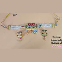FS Collection Gold Plated Meenakari & Kundan Stone Choker Necklace Set