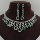 FS Collection Silver Plated AD Stone Necklace Set