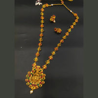 FS Collection Gold Plated Pota Stone Long Necklace Set