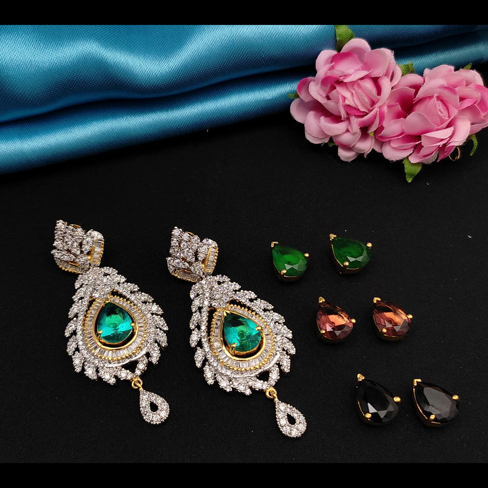 FS Collection Gold Plated AD Stone Changeable Dangler Earrings