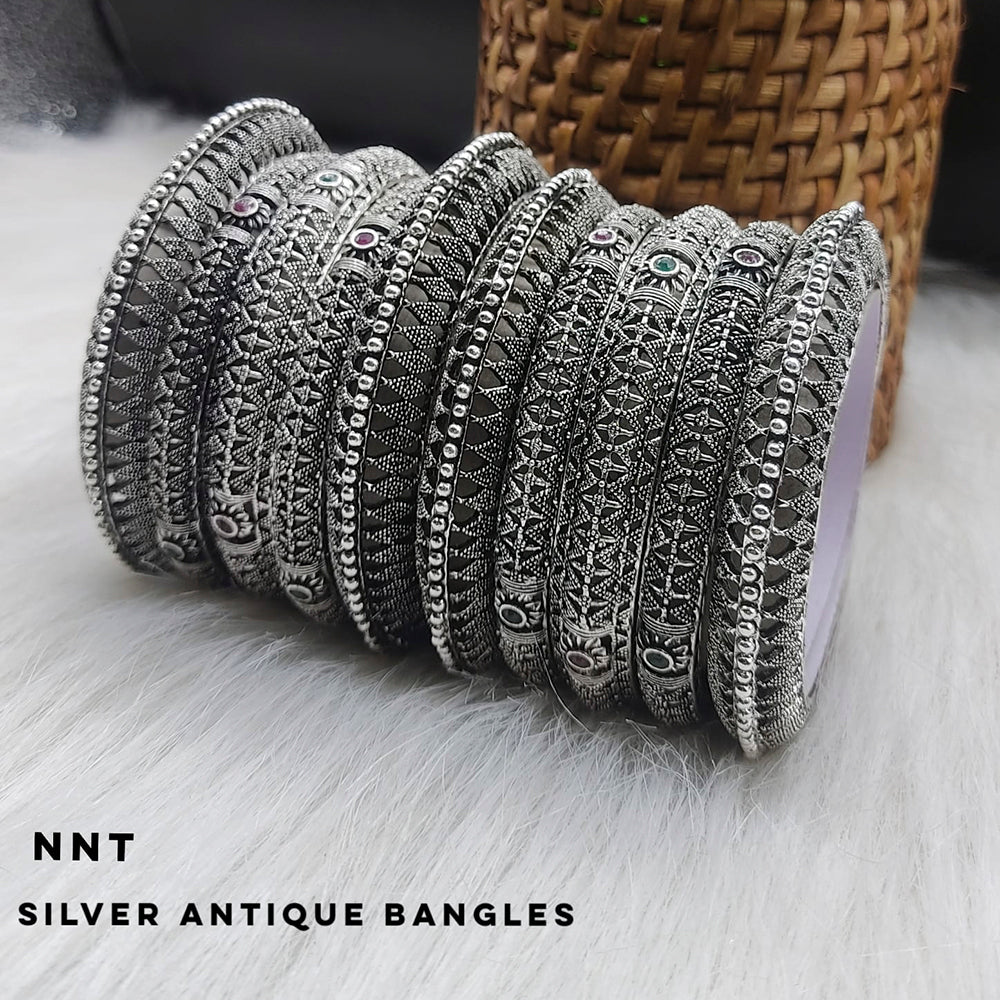 FS Collection Silver Plated Pota Stone Bangles