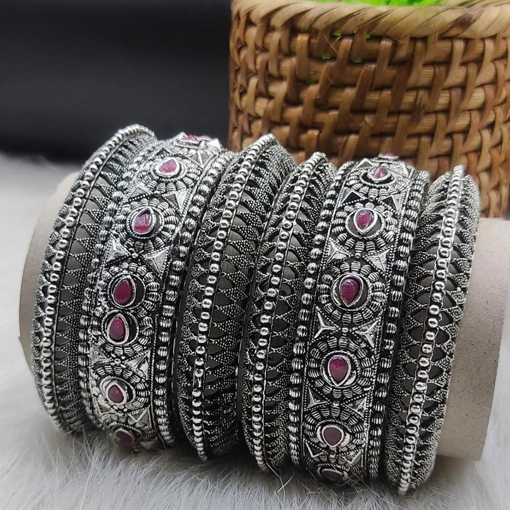 FS Collection Silver Plated Pota Stone Bangles