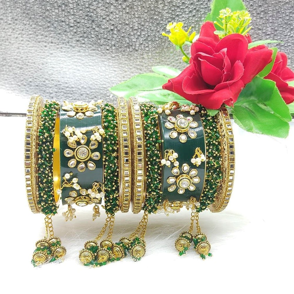 FS Collection Gold Plated Kundan Stone Acrylic Bangles