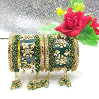 FS Collection Gold Plated Kundan Stone Acrylic Bangles