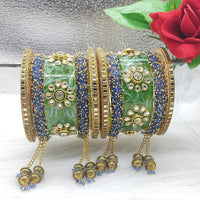 FS Collection Gold Plated Kundan Stone Acrylic Bangles