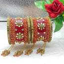FS Collection Gold Plated Kundan Stone Acrylic Bangles