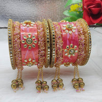 FS Collection Gold Plated Kundan Stone Acrylic Bangles