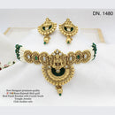 FS Collection Gold Plated Kundan Stone Temple Design Choker Necklace Set