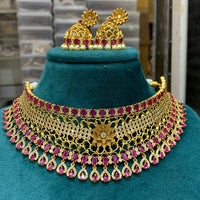 FS Collection Gold Plated AD Stone Necklace Set