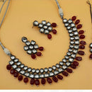 FS Collection Black Plated Kundan Stone Choker Necklace Set