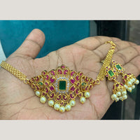 FS Collection Gold Plated Kundan Stone Choker Necklace Set
