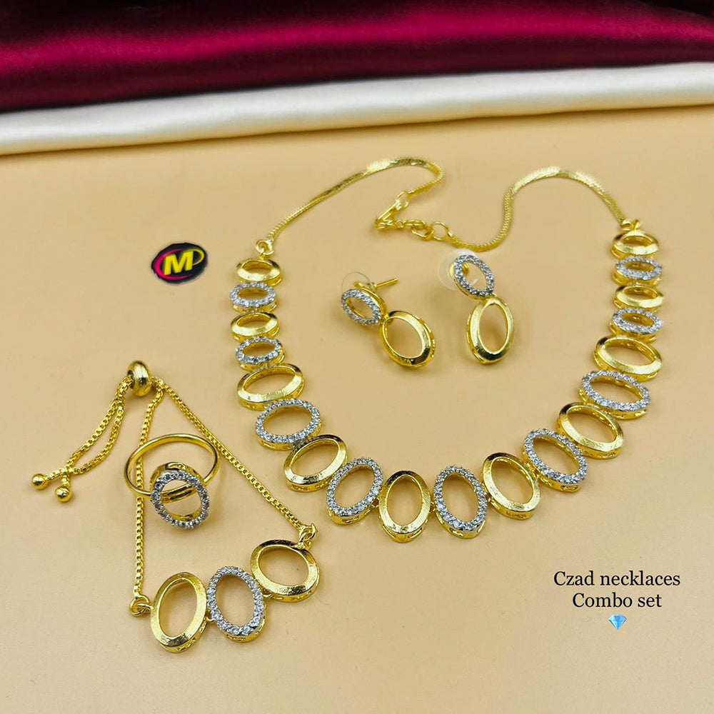 FS Collection Gold Plated AD Stone Jewellery Combo Set