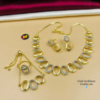 FS Collection Gold Plated AD Stone Jewellery Combo Set