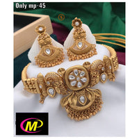 FS Collection Gold Plated Crystal Stone Choker Necklace Set