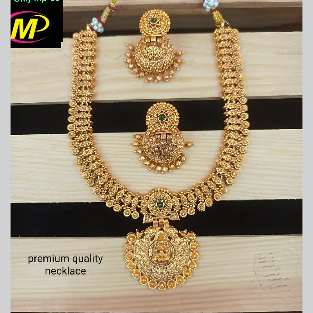 FS Collection Gold Plated Pota Stone Long Necklace Set