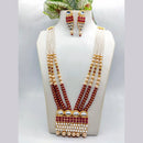 FS Collection Gold Plated Mirror & Beads Long Necklace Set