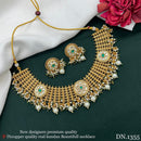 FS Collection Gold Plated Pota Stone Necklace Set