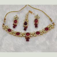 FS Collection Gold Plated Kundan Stone Choker Necklace Set
