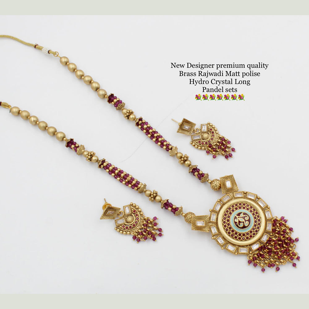FS Collection Gold Plated Crystal Stone Pendant Set
