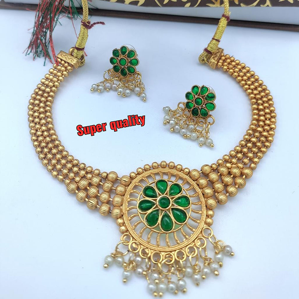 FS Collection Gold Plated Pota Stone Necklace Set