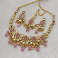 FS Collection Gold Plated Kundan Stone Necklace Set