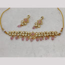 FS Collection Gold Plated Kundan Stone Choker Necklace Set