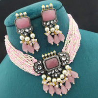 FS Collection Gold Plated Crystal & Beads Necklace Set