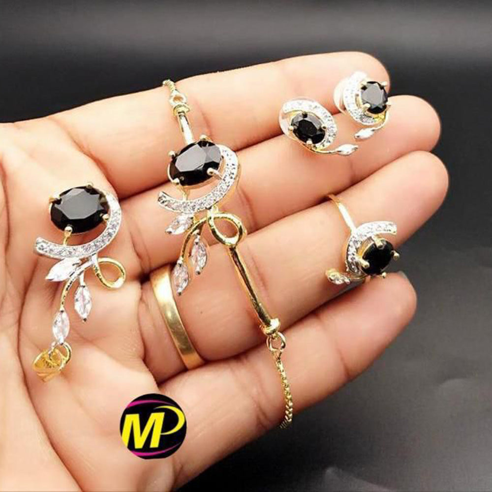 FS Collection Gold Plated Crystal Stone Jewellery Combo